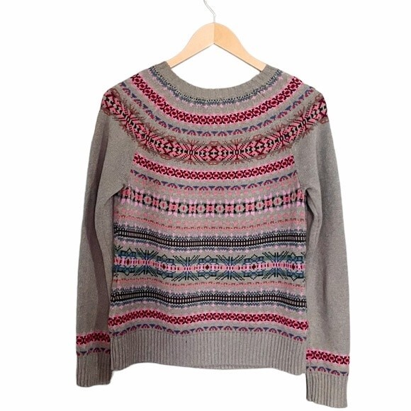 Vintage Chaps Fair Isle Nordic Sweater Cotton Blend Pink Sage Multi Size Medium - Picture 3 of 12